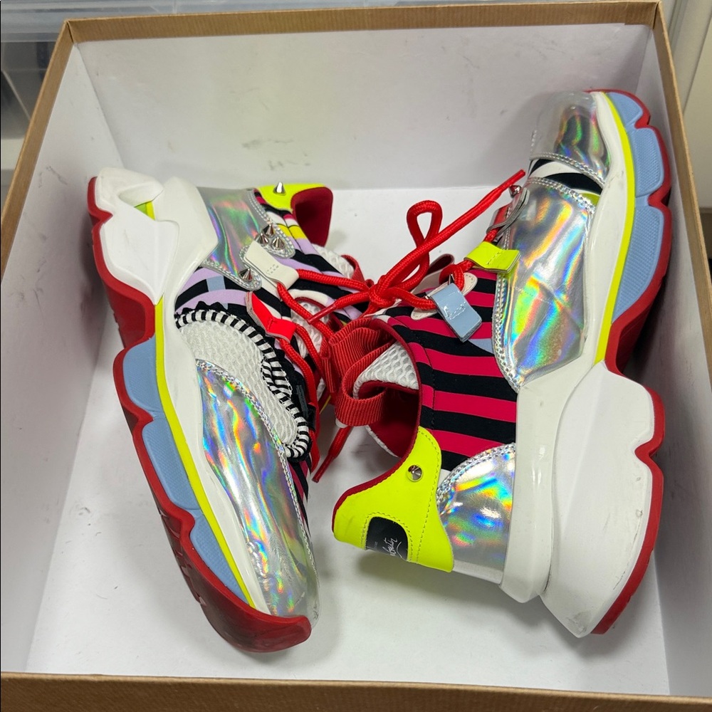 Christian Louboutin Sneakers in Silver and Red